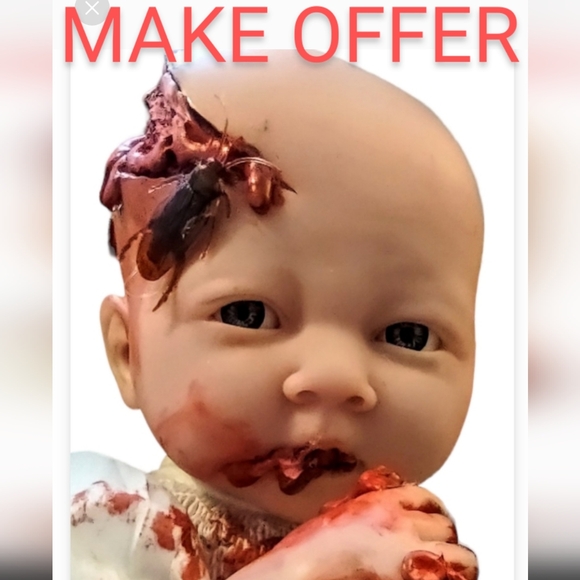 OOAK Creepy doll goth haunted satanic demonic soul morbid brain gore Halloween - Picture 2 of 7